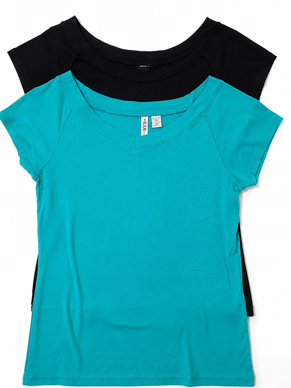 Bundle of 2 Short Sleeve V-Neck Tee - Teal & Black